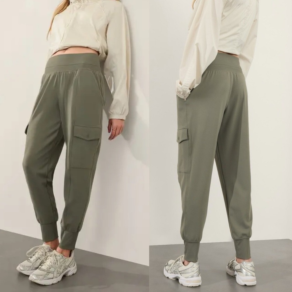 Athleta Venice High Rise Cargo Jogger Pants Medium Moss Green Active